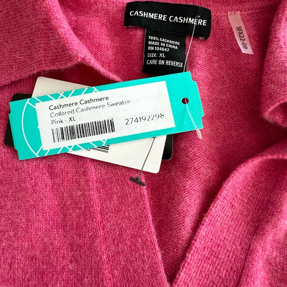 Cashmere Cashmere Candy Collared Cashmere Sweater Dark Pink XL STITCH FIX NWT_9